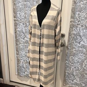 Lane Bryant Gray and Cream Knit Cardigan
